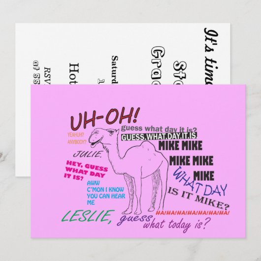 lustiger KamelbuckeltagesAbschluss Einladung (Vorne/Hinten)