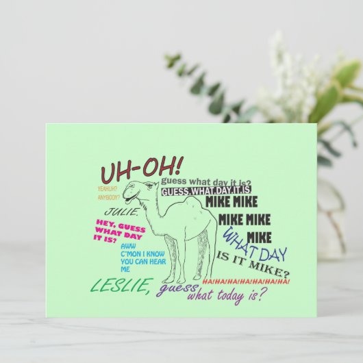 lustiger Kamelhocker Geburtstag Einladung (Stehend Vorderseite)