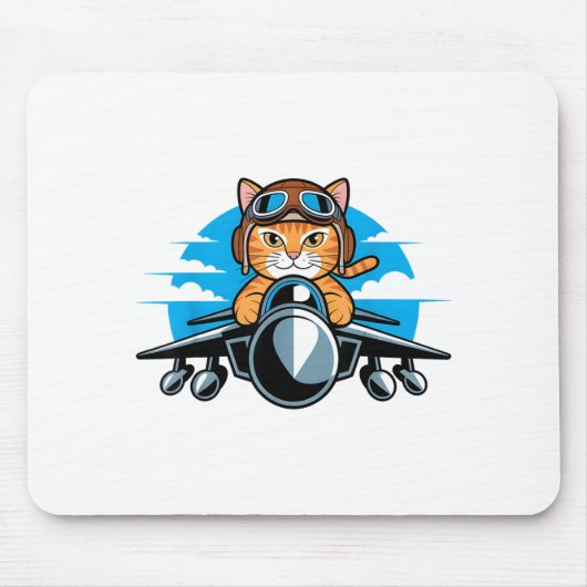 Lustiger Kampfjet-Katzenscherz Luftfahrt Humor Für Mousepad (Vorne)