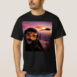 Lustiger Kampfjet-Pilot-Katze — Vintage-„Katzenkri T-Shirt