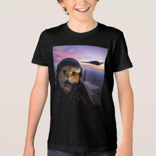Lustiger Kampfpilot-Katze, Vintage-Katzenkriege, K Tri-Blend Shirt