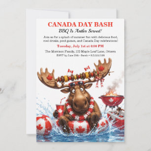 Lustiger kanadischer Elch Canada Day BBQ Pool Part Einladung