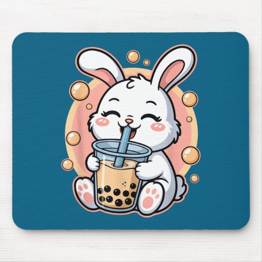 Lustiger Kaninchen-Boba-Tee Bubble Tea Mousepad (Vorne)