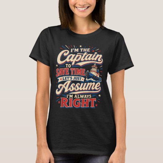 Lustiger Kapitän Boot Crew T-Shirt (Vorderseite)