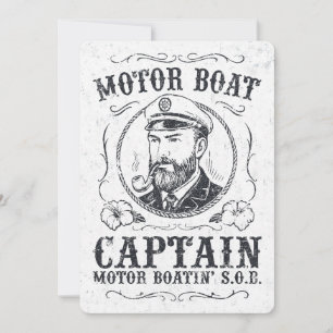 Lustiger Kapitän eines Motorboots, Pontoonbootfahr Einladung