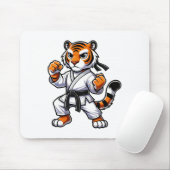 Lustiger Karate-Athlet mit schwarzem Gürtel Tiger Mousepad (Mit Mouse)