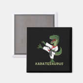 Lustiger Karate Dinosaur Karatesaurus T-rex Grafik Magnet (Vorderseite/Rückseite)