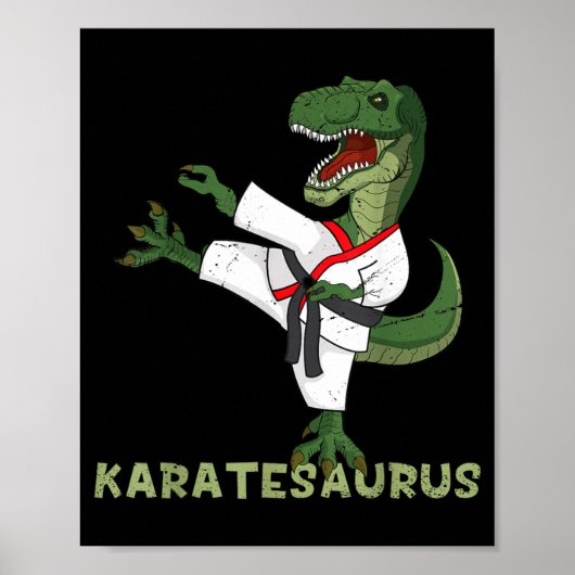 Lustiger Karate-Dinosaurier Karatesaurus T-Rex Gra Poster (Vorne)