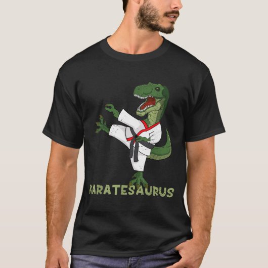 Lustiger Karate-Dinosaurier Karatesaurus T-Rex Gra T-Shirt (Vorderseite)