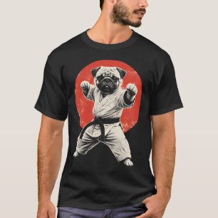 Lustiger Karate-Mops Schwarzgurt Kampfsport Hund T-Shirt