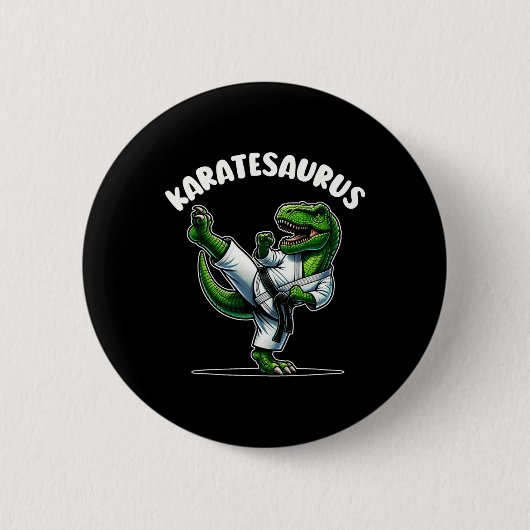 Lustiger Karatesaurus Dinosaurier T Rex In Karate  Button (Vorderseite)