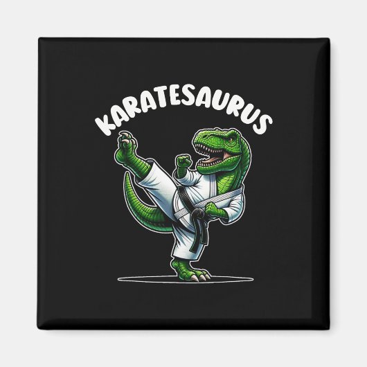 Lustiger Karatesaurus Dinosaurier T Rex In Karate Magnet (Vorne)