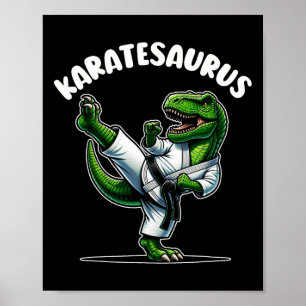 Lustiger Karatesaurus Dinosaurier T Rex In Karate  Poster