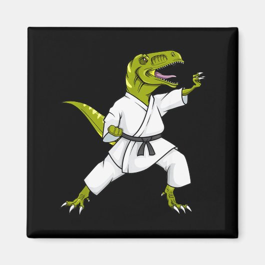 Lustiger Karatesaurus T-Rex Dinosaur Karate Samura Magnet (Vorne)