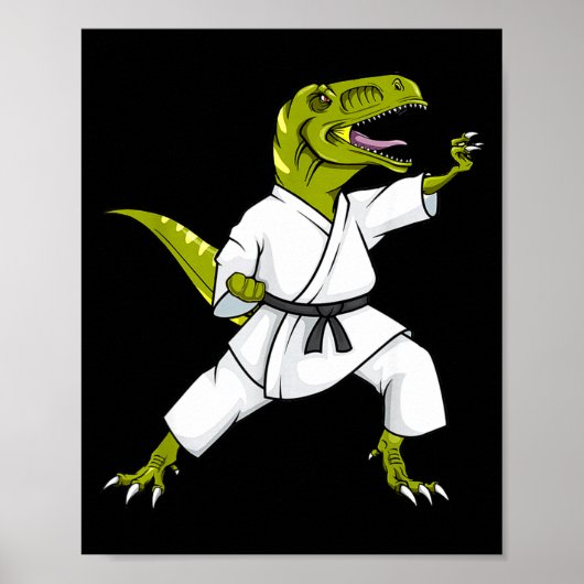 Lustiger Karatesaurus T-Rex Dinosaur Karate Samura Poster (Vorne)