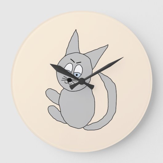 Lustiger Kater Hugo Große Wanduhr (Vorderseite)