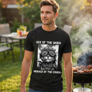 Lustiger Katz-Pilot Ass der Lüfte Bedrohungscouch T-Shirt