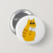 Lustiger Katzen-Anstecker, "Füttere mich"-Knopf Button (Vorne & Hinten)