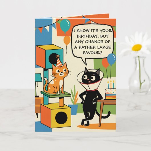 Lustiger Katzen Geburtstag Karte (Kleine Pflanze)