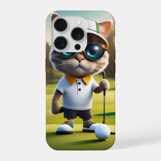 Lustiger Katzen-Golfspieler, iPhone Hülle (Rückseite)