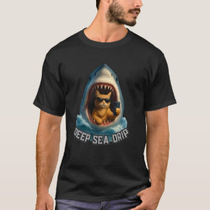 Lustiger Katzen-Hai-Design-Tier-Meme-Stil Tiefsee  T-Shirt