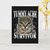 Lustiger Katzen-Meme: Überlebender von Bauchschmer Karte (Gelbe Blume)