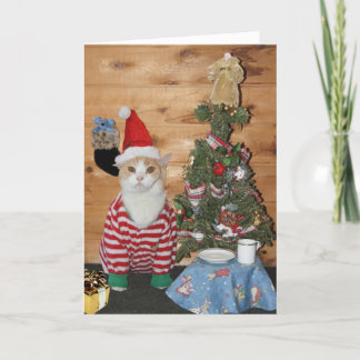 Lustiger Katzen-/Miezekatze-Weihnachtsmorgen Feiertagskarte