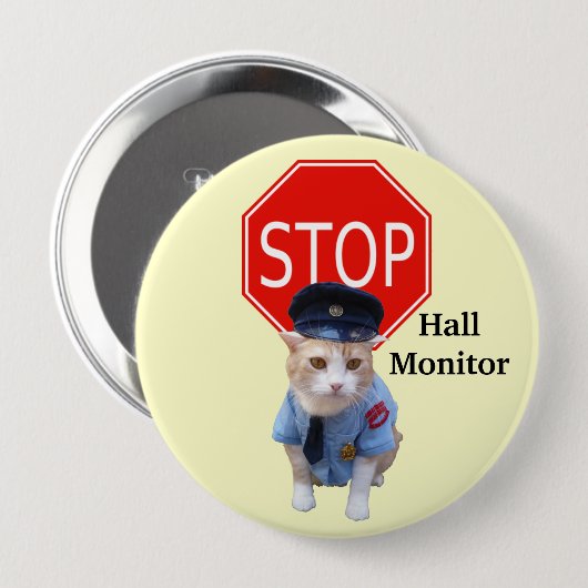 Lustiger Katzen-Offizier/Hall-Monitor Button (Vorne & Hinten)