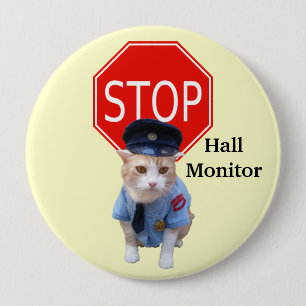 Lustiger Katzen-Offizier/Hall-Monitor Button