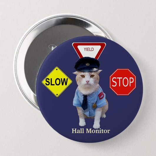 Lustiger Katzen-Offizier/Hall-Monitor Button (Vorne & Hinten)