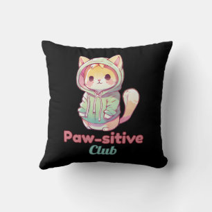 Lustiger Katzen-Paw‑sitive-Club – Süße Katze Hoodi Kissen