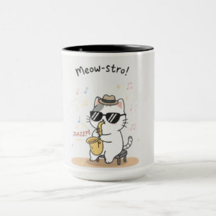 Lustiger Katzen Saxophonspieler Jazz  Tasse