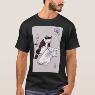 Lustiger Katzen-Tätowierer japanische Ukiyoe Koi-T T-Shirt