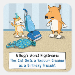 Lustiger Katzen-und Hundestaubsauger Quadratischer Aufkleber