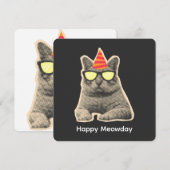 Lustiger Katzengeburtstag Einladung (Vorne/Hinten)