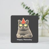 Lustiger Katzengeburtstag Einladung (Stehend Vorderseite)