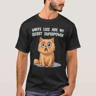Lustiger Katzengesichtsausdruck mit weißen Lügenid T-Shirt