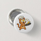 Lustiger Katzenkoch-Button Button (Vorne & Hinten)
