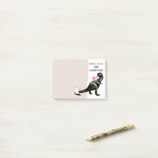 Lustiger Katzenkratzer schreiender T-rex Post-it Klebezettel (Auf Schreibtisch)