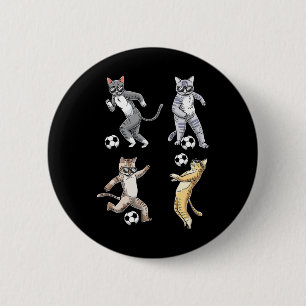 Lustiger Katzenliebhaber spielt Fußballspieler str Button