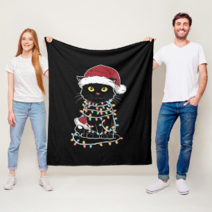 Lustiger Katzenliebhaber Weihnachtslichter Fleecedecke