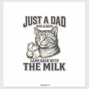 Lustiger Katzenpapa kam mit der Milch Vintage-Shir Aufkleber