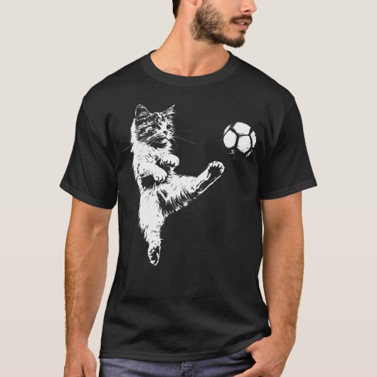 Lustiger Katzensoccer T-Shirt (Vorderseite)