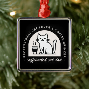 Lustiger Katzenvater Kaffeeliebhaber schwarz Ornament Aus Metall