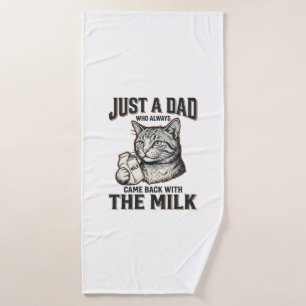 Lustiger Katzenvater kam mit der Milch Vintage-Shi Badehandtuch