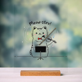 Lustiger Katzenviolinspieler Violinist Musiker Acrylschild