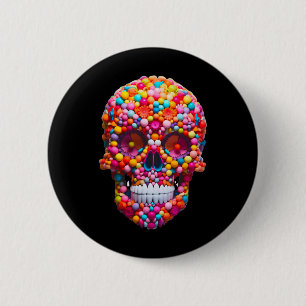 Lustiger Kaugummi-Totenkopf-Skelett-Halloween-Kaub Button