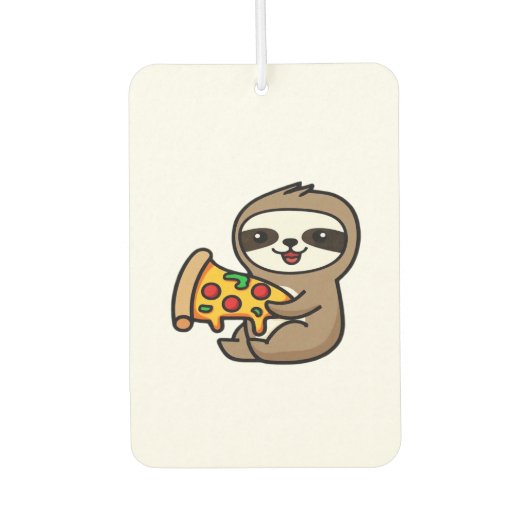 Lustiger Kawaii Chibi Faultier mit Pizza � Süße Ca Autolufterfrischer (Vorderseite)