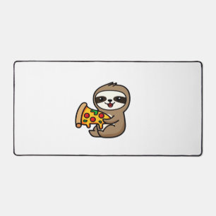 Lustiger Kawaii Chibi Faultier mit Pizza � Süße Ze Schreibtischunterlage