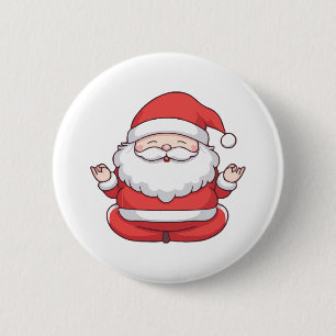 Lustiger Kawaii Nikolaus Yoga Meditation Button